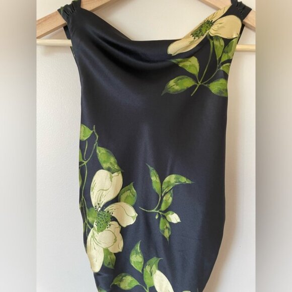 NEW Reformation Anaiis Silk Long Black Floral Backless Dress Mood for Love US 2 - Picture 9 of 16